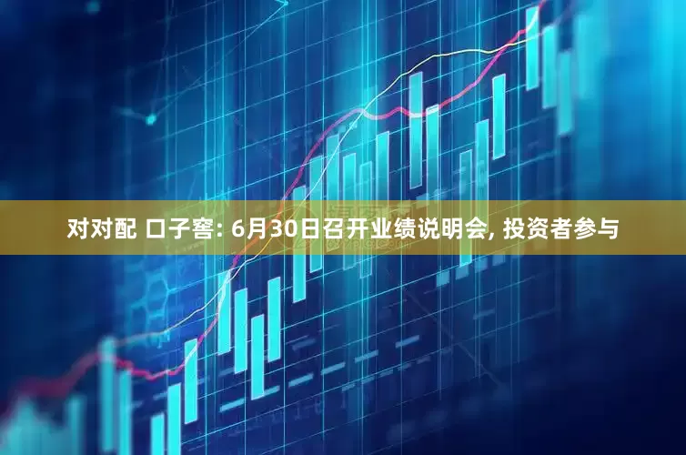对对配 口子窖: 6月30日召开业绩说明会, 投资者参与
